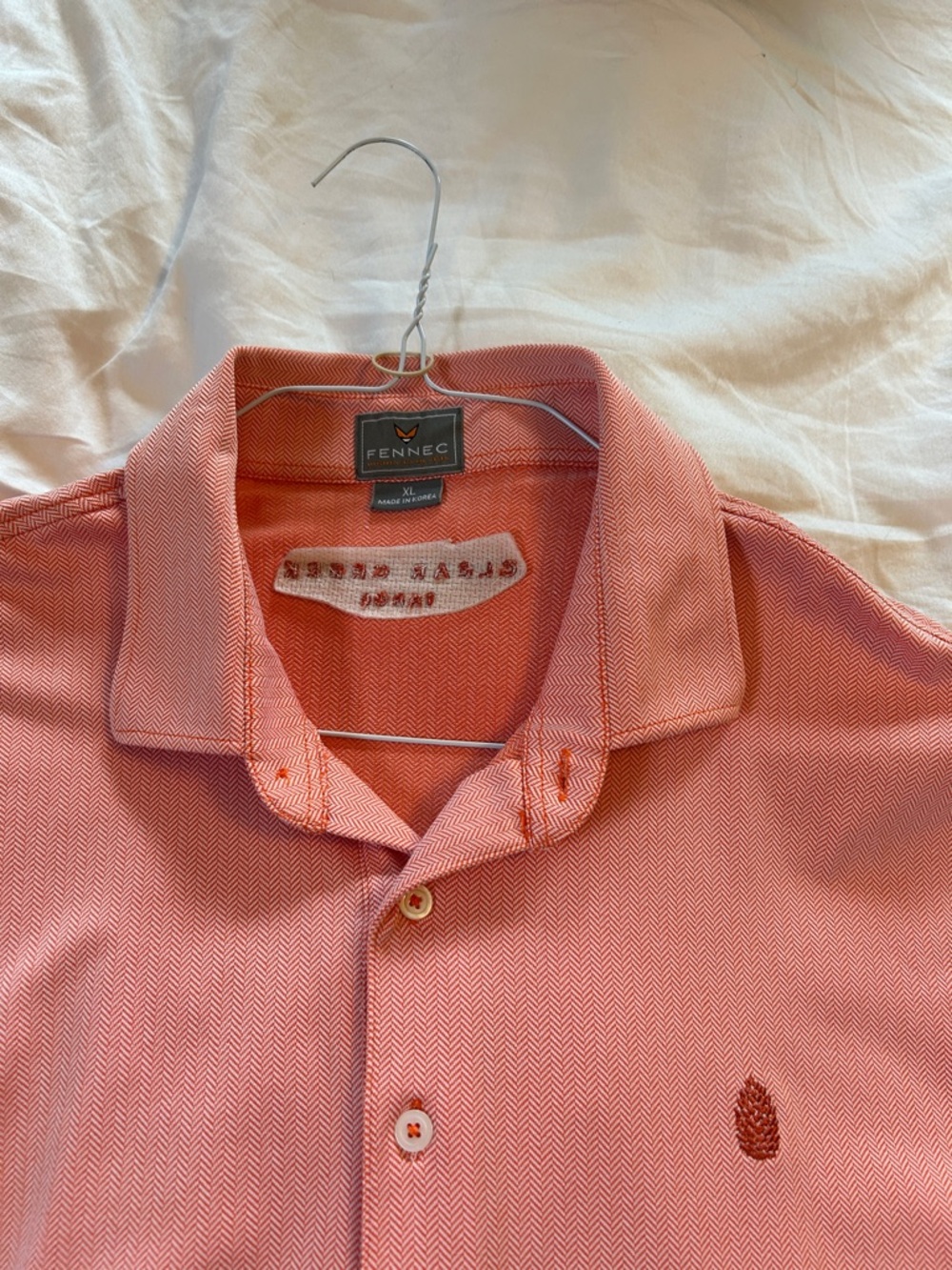 Fennec Men’s Salmon Herringbone Polo